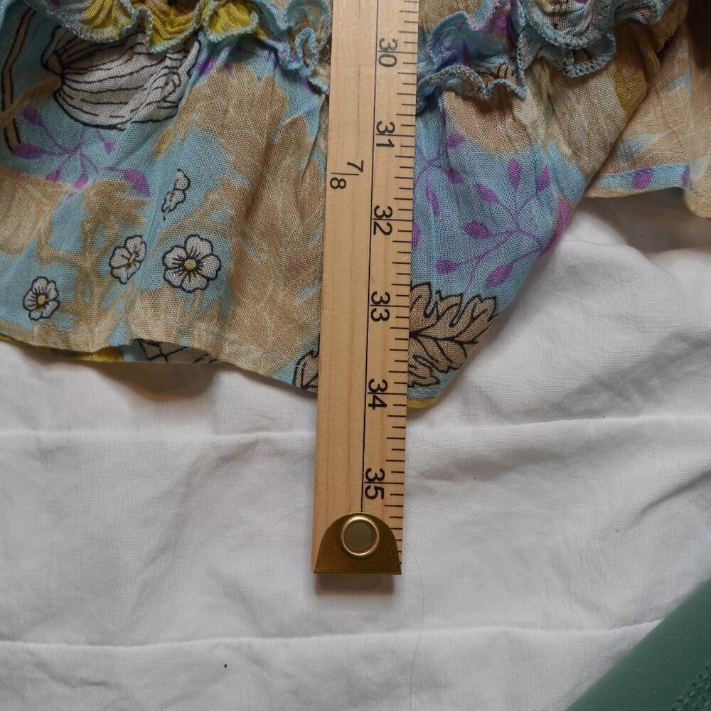 Barok Paris Floral Ruffle V-Neck sundress cross back Rayon multicolor Women's M - Picture 10 of 11